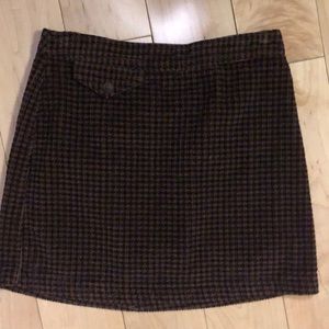Corduroy black and brown plaid skirt